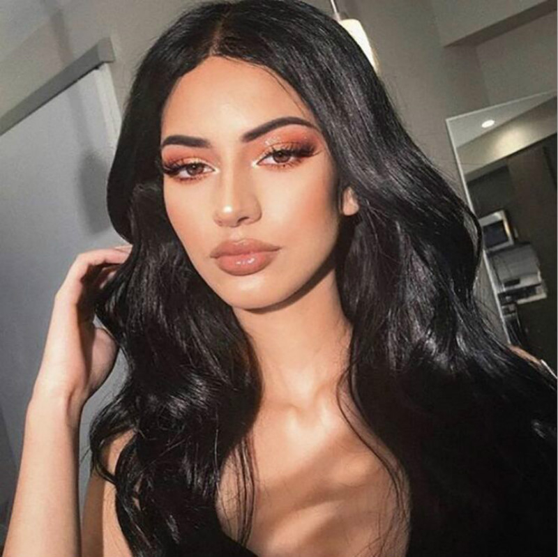 VEONAM Natural Black Long Wavy Synthetic Wigs For Black Women Natural Wave Wigs 26inch Heat Resistant Natural WigBlack