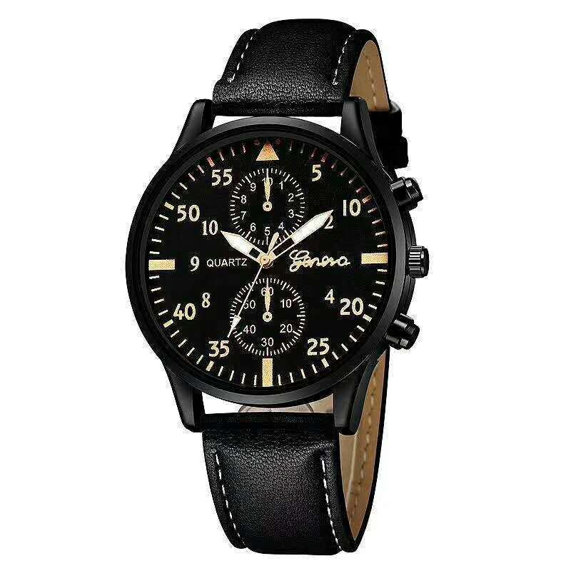Geneva Men's Busines two-eye alloy wristwatchBlack (Yellow)