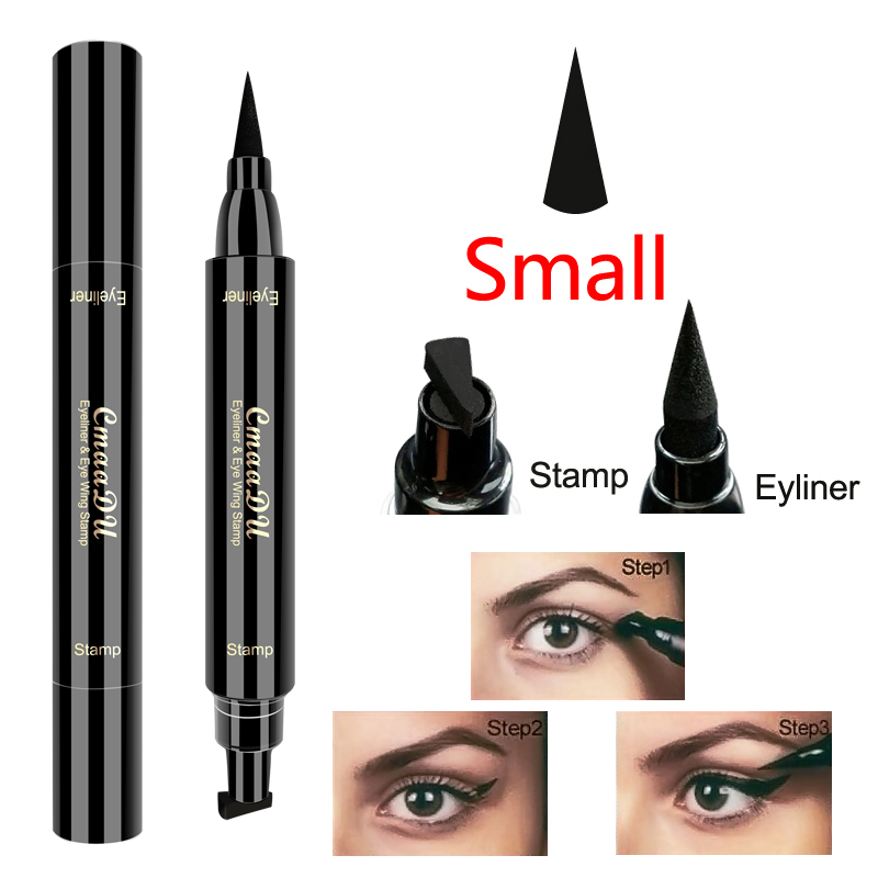 CmaaDu 2 In 1 Liquid Eyeliner Stamp Pen Eye Liner Pencil Waterproof Long-lasting Eye Makeupsmall