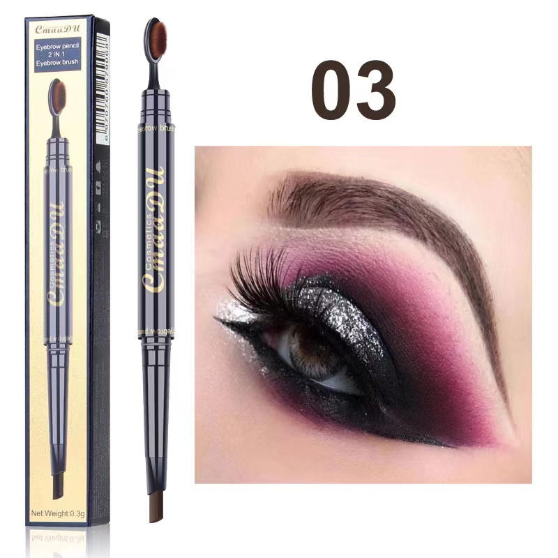 CmaaDu Double Head Waterproof Lasting Pigments Tattoo Eye Brow Pen Eyebrow Pencils with oval Brush Eyes Makeup 5 Colors 03