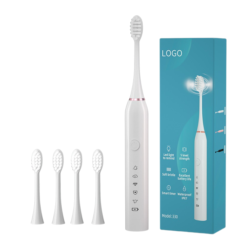 Electric Toothbrush Sonic Cleaning Rechargeable Toothbrush with Timer Pressure Sensor 5 Modes Sonic Toothbrush for Adultswhite