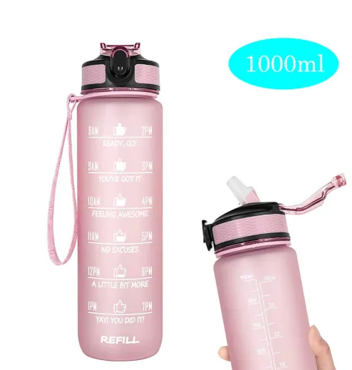 32 oz Motivational Water Bottle with Time Marker & Straw - Frosted Portable  Reusable Fitness Sport 1L Water Bottle for Men Women Kids Student to Office Gym  Workout 