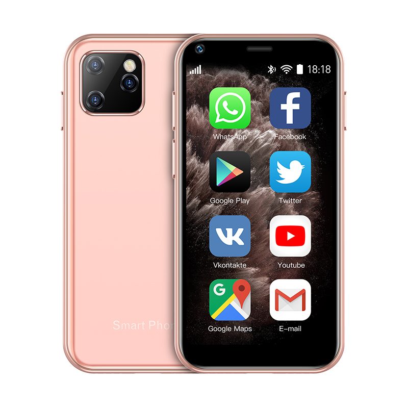 SOYES XS11 Mini Android 6.0 Cell Phones With 3D Glass Slim Body HD Camera Dual Sim Quad  Core Google Play Market Cute SmartphonePink