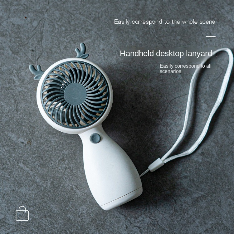 ubs handheld small fan, mini rechargeable model, strong wind, carry cartoon small fan White 
