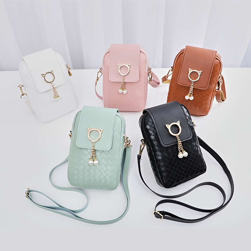 Mini Candy Color Lady Bag Women Messenger Handbag Crossbody Weave Pattern Shoulder Phone Purse