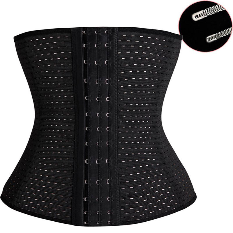 Abdominal band female fitness postpartum abdominal band waist band hollow out breathable plastic belt body shaping underwear sports waist sealblack-L