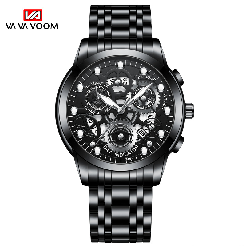 VOOM Men's automatic hollow out non mechanical business watch trend quartz watch student waterproof men's watch luminous watch1