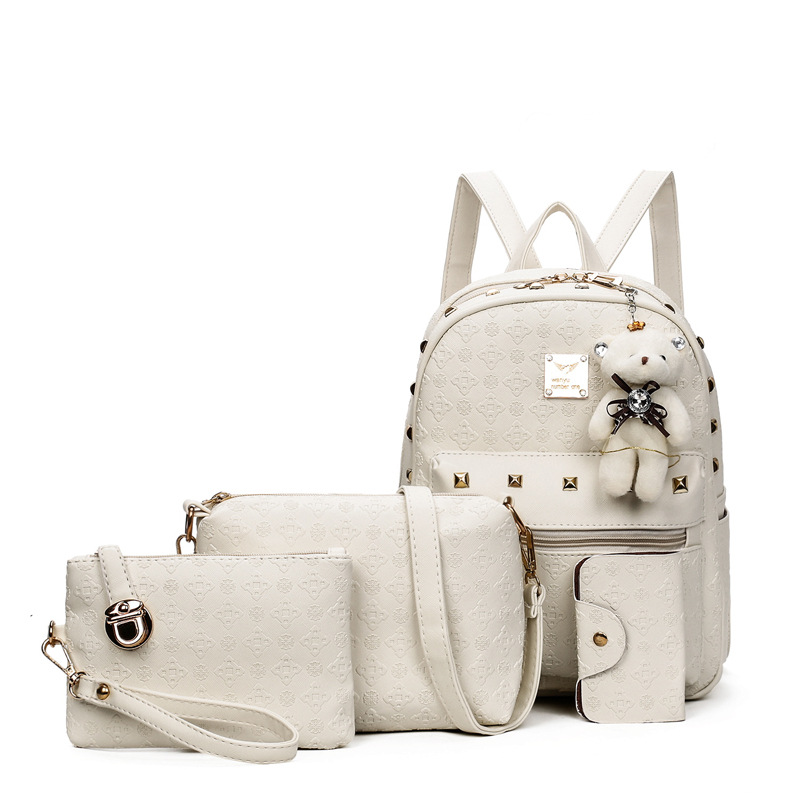 Fashionable Female PU Backpack Ladies Bags Handbag Set Backpack Fashion Korean Style Female Backpack Bag Set