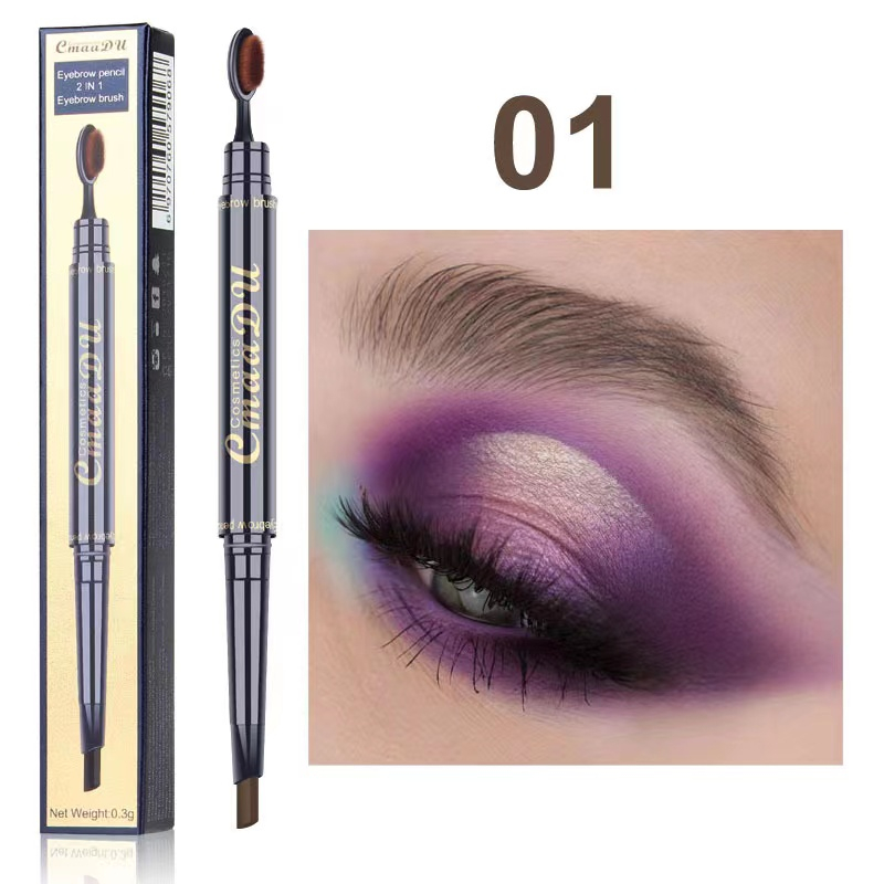 CmaaDu Double Head Waterproof Lasting Pigments Tattoo Eye Brow Pen Eyebrow Pencils with oval Brush Eyes Makeup 5 Colors 01