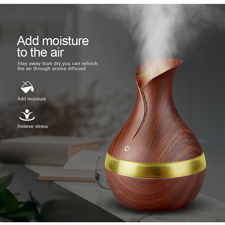 300ml USB Air humidifier Aroma oil Diffuser Strong Mist Maker Wood Grain with 7 Colors LED Night Light for Home Office