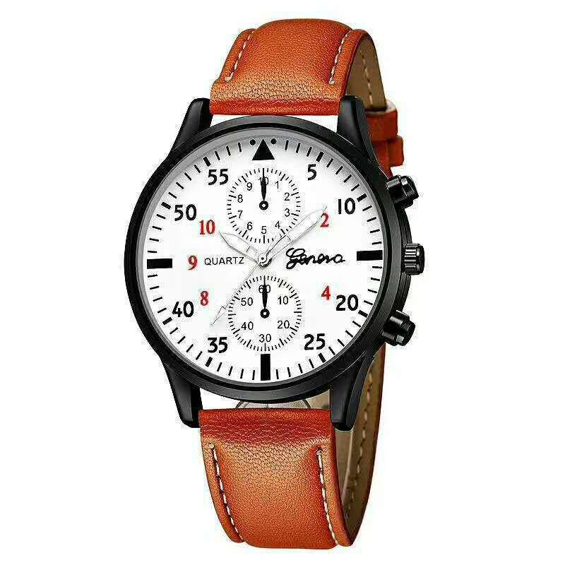 Geneva Men's Busines two-eye alloy wristwatchbrown with white