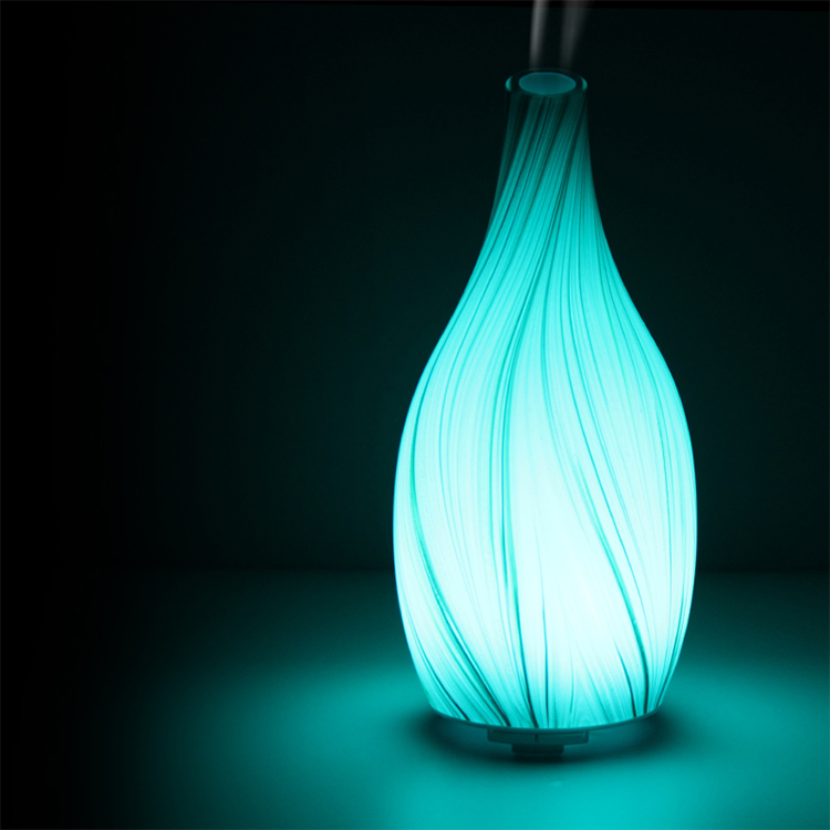 Marble Glass Aroma Essential Oil Diffuser Ultrasonic Air Humidifier with LED Night Aroma Lamp for Room Bedroom