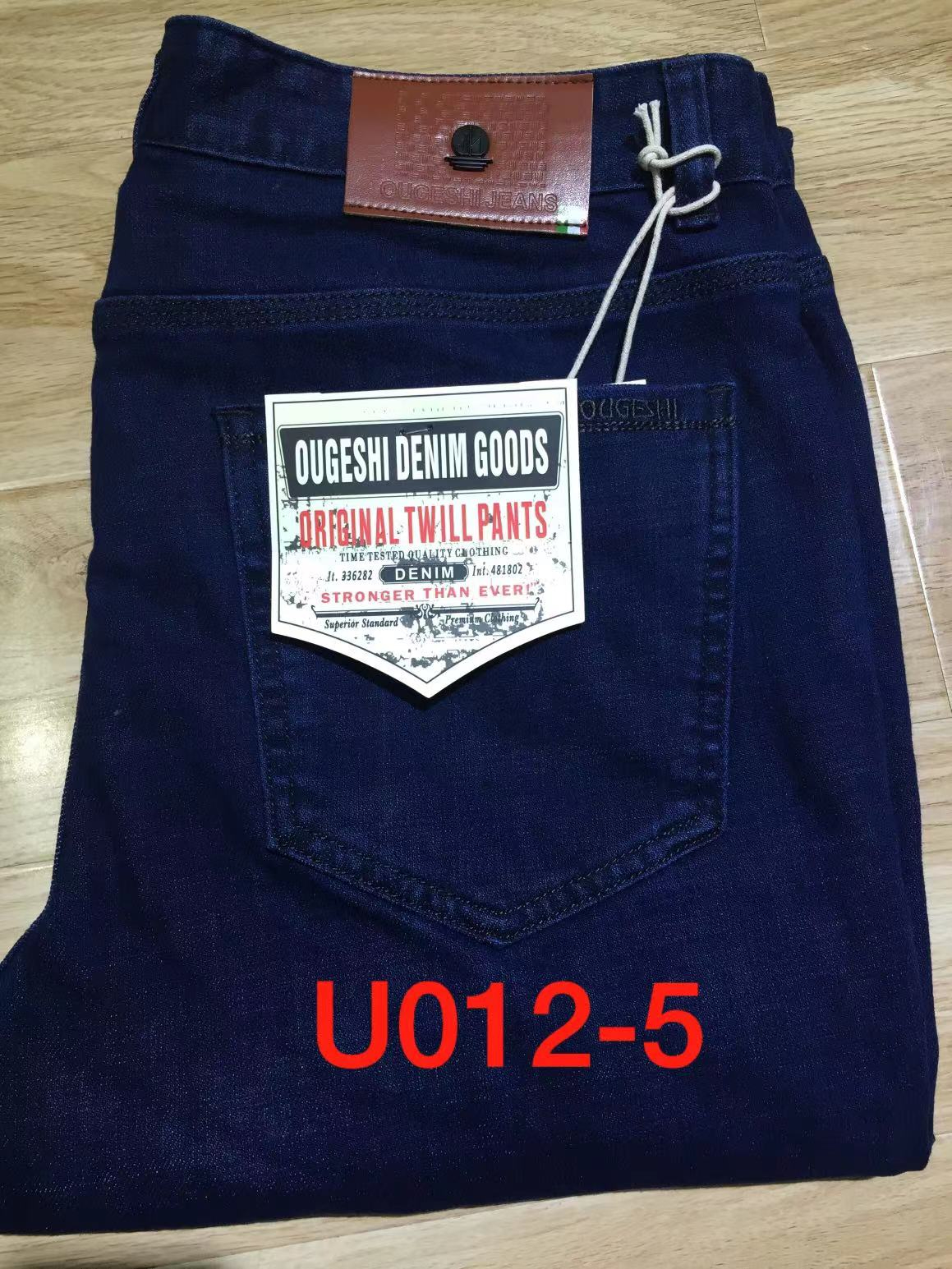 Jeans men spring and summer thin stretch straight pants middle-aged business jeans  U012-5