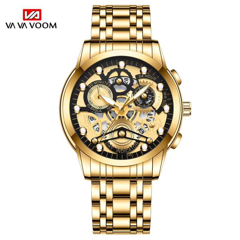 VOOM Men's automatic hollow out non mechanical business watch trend quartz watch student waterproof men's watch luminous watch2