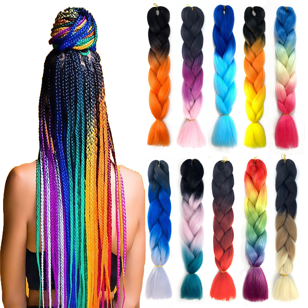 New Wigs African Black Dirty Braid Wig Highlight Color Gradient Hair Extension