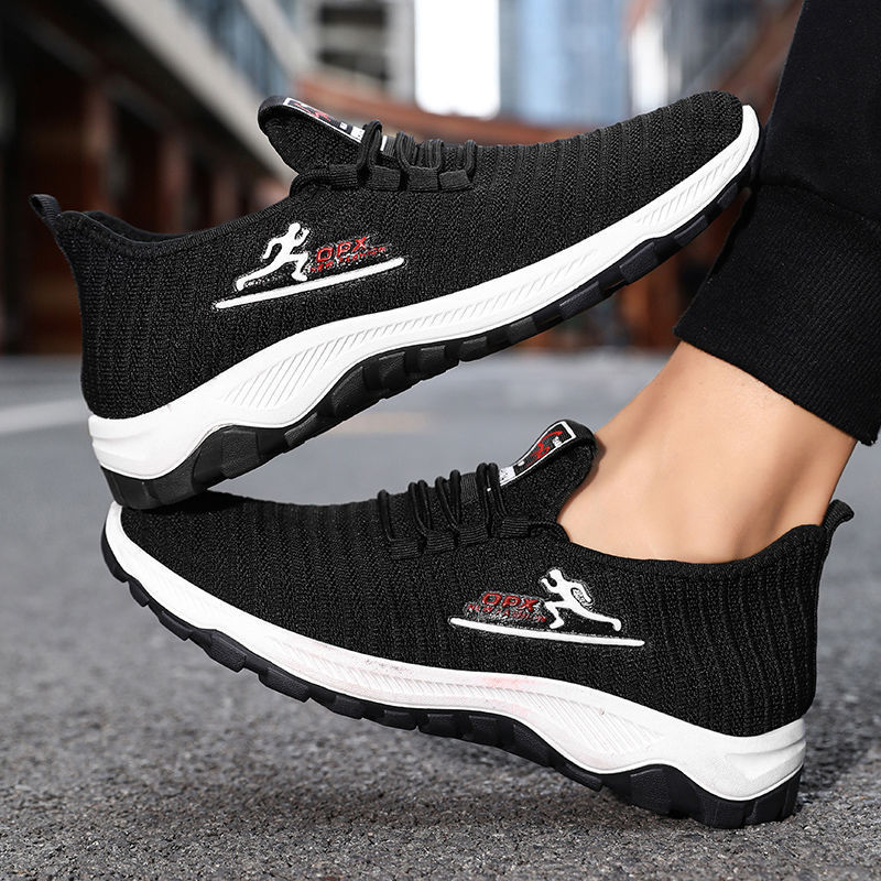 2022 autumn breathable flying woven mesh tide shoes men's sports leisure comfortable running youth men's shoes men's shoesBlack