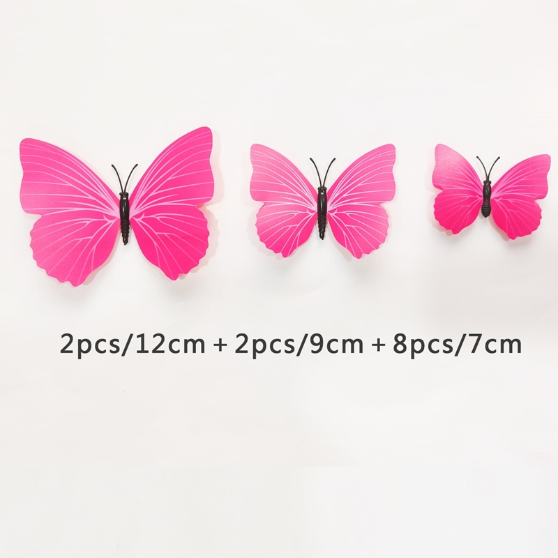 TL011 12 PCS Butterfly Wall Decals - 3D Butterflies Decor for Wall Removable Mural Stickers Home Decoration Kids Room Bedroom Decor