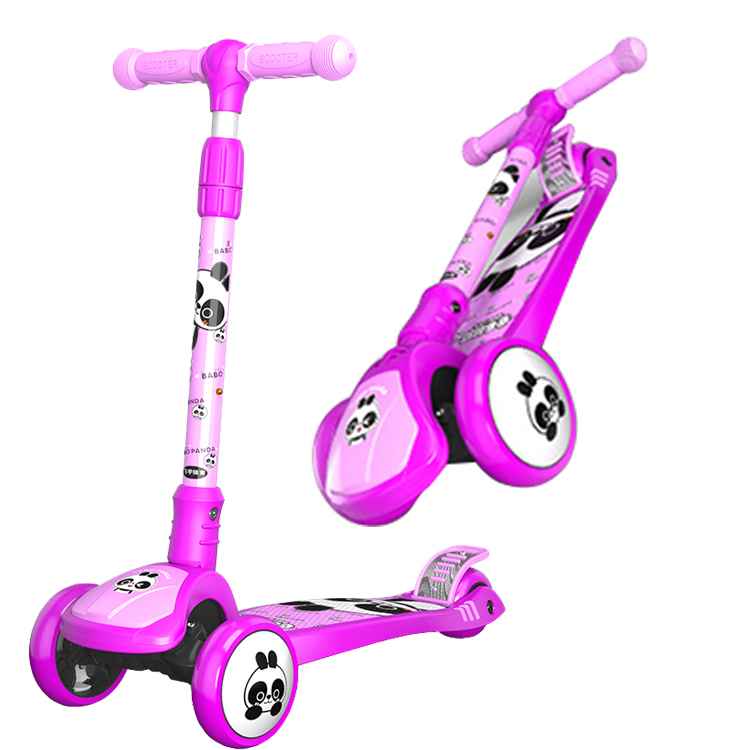 Babo Panda Children Flashing Wheels Scooters BBP001 One-press Release Handlebar Adjustable Height