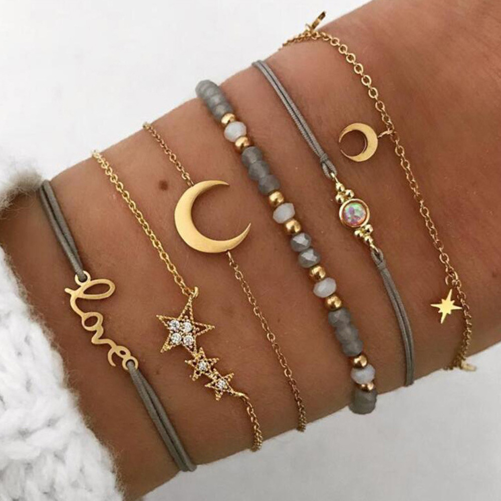 Fashion Bracelet Set Women's Retro Personality Simple Jewelry Evil Eye Hamsa Decor Bracelet Set Hand ornament 6 pieces for girls women6 pieces