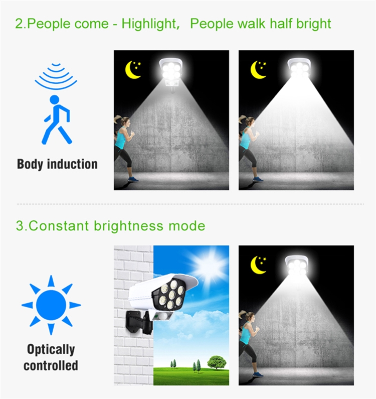 CRELVCOE 77 LED Camera Solar Light Motion Sensor Outdoor IP65 Wall Lamp Rechargeable Adjustable Rotation LED Spotlight For Street Garden