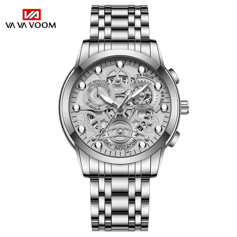 VOOM Men's automatic hollow out non mechanical business watch trend quartz watch student waterproof men's watch luminous watch7