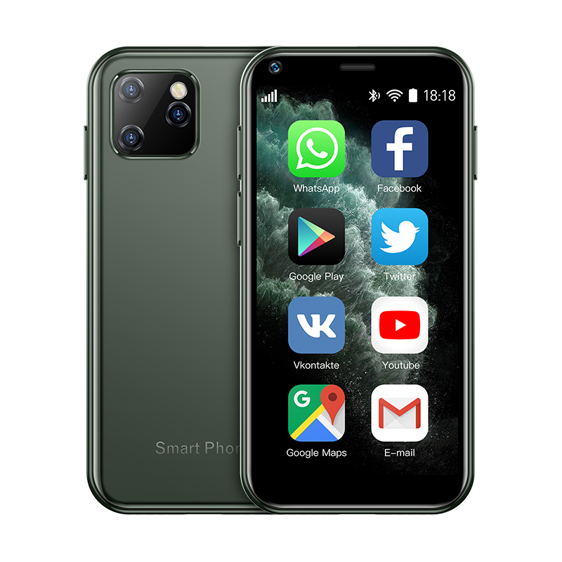 SOYES XS11 Mini Android 6.0 Cell Phones With 3D Glass Slim Body HD Camera Dual Sim Quad  Core Google Play Market Cute SmartphoneGreen