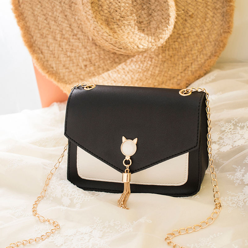 Fashion all-match change ins small square chain one-shoulder women's bag messenger junior high school students Korean version of the net redblack