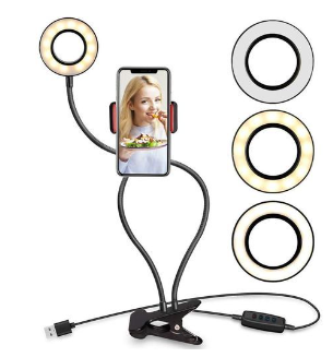 Phone Stand Photography 3 Modes Dimmable LED Selfie LightPhone Stand