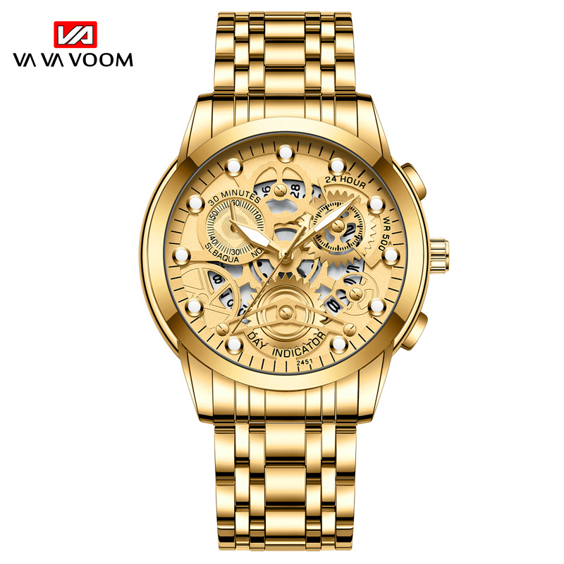 VOOM Men's automatic hollow out non mechanical business watch trend quartz watch student waterproof men's watch luminous watch5