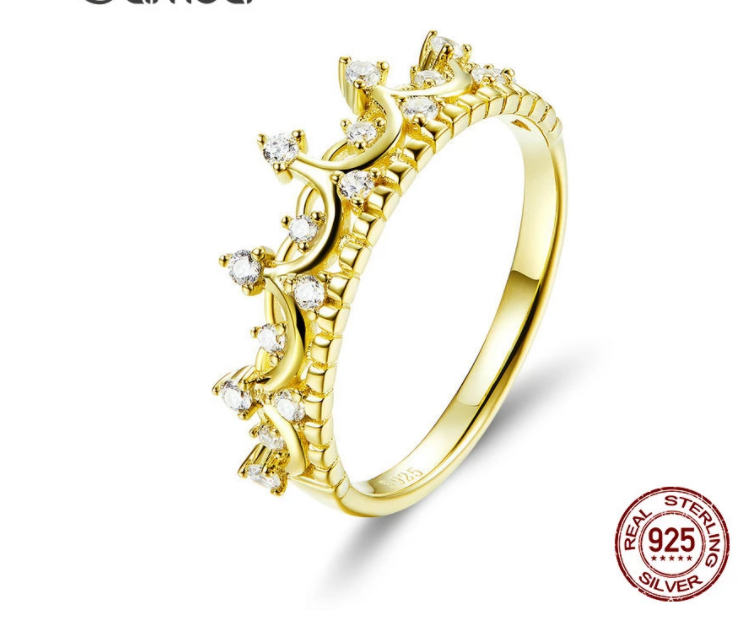 925 Sterling Silver Princess Crown Gold Color Crown Rings for Women Wedding Ring Jewelry Anel SCR4931pcs