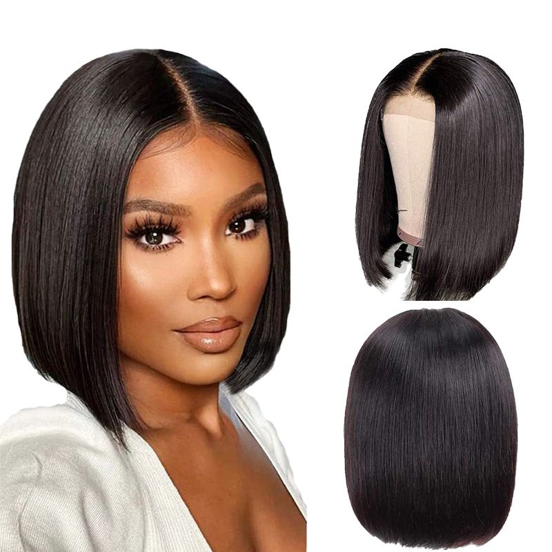 VEONAM Short Bob Wig Straight 4x4 closure wig Human Hair Wigs for Black Women Wig Brazilian Lace Wigs 10inch 14inch 16inch
