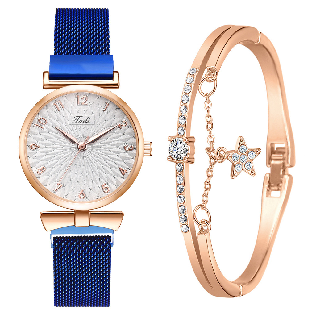 Fashion Ladies Quartz Watch + Star Bracelet Combination Package Arabic Numeral Scale Girls Jewelry Watch Girls Gift Quartz WatchXR4248-B