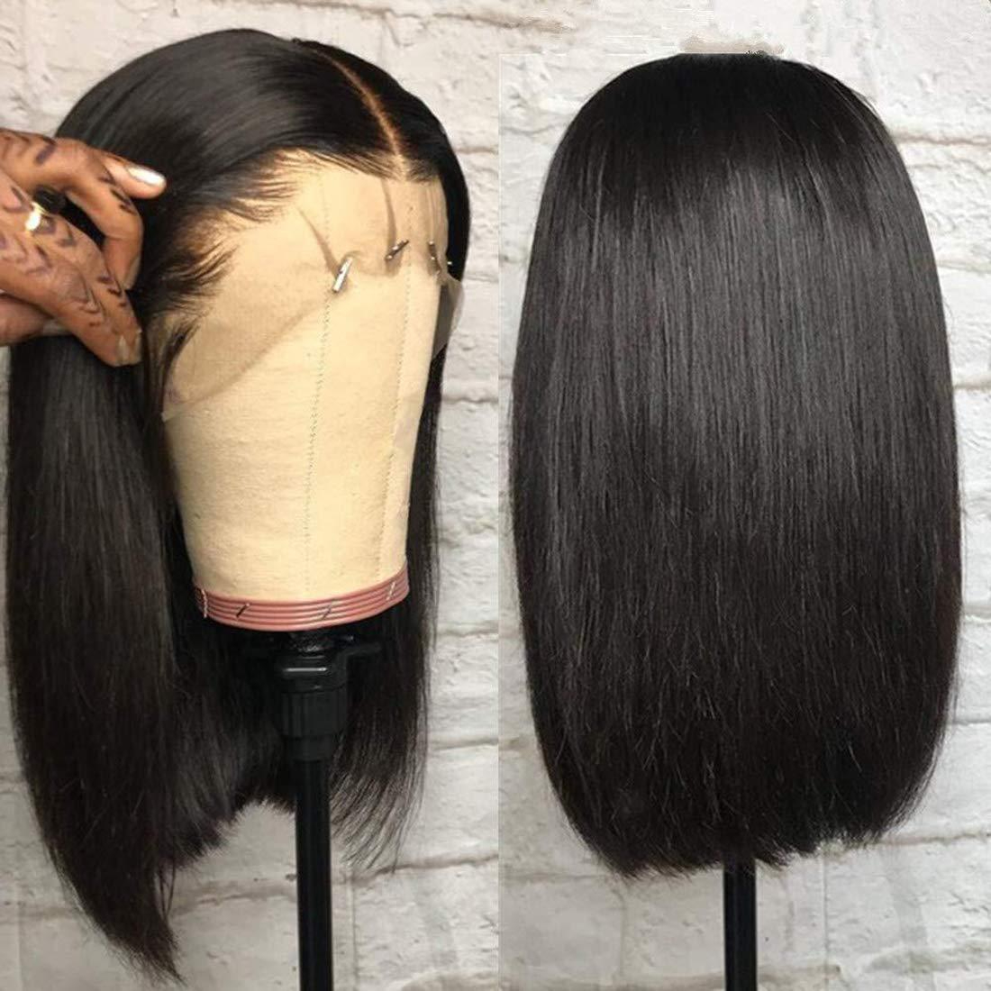 VEONAM Short Bob Wig Straight 4x4 closure wig Human Hair Wigs for Black Women Wig Brazilian Lace Wigs 10inch 14inch 16inchBlack  130%密度 4x4 closure wig 