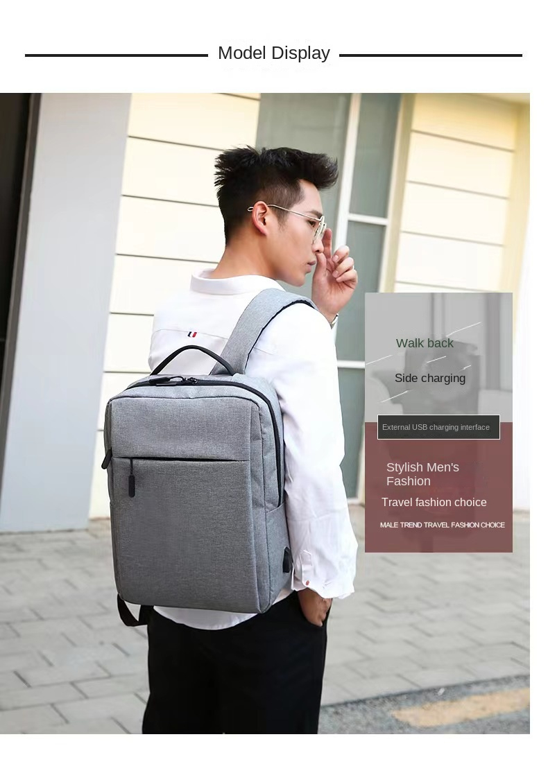 Computer Backpack Large Capacity Computer Backpack Unisex Classic Backpackgrey
