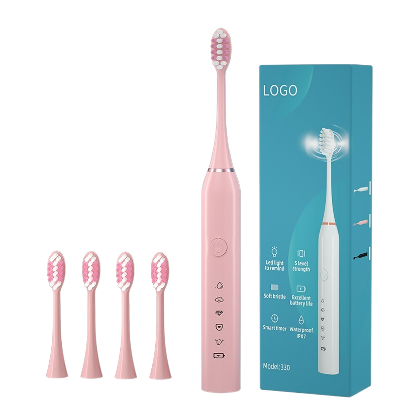 Electric Toothbrush Sonic Cleaning Rechargeable Toothbrush with Timer Pressure Sensor 5 Modes Sonic Toothbrush for Adultspink