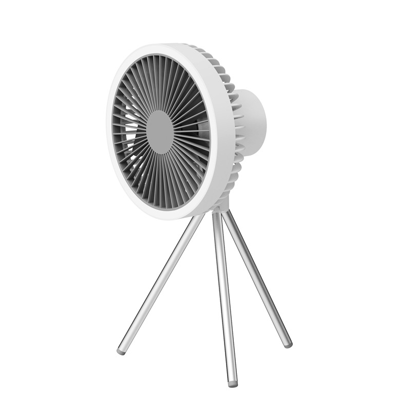 MECOLA Portable Camping Fan with LED Lantern, 10000mAh Battery Operated USB Rechargeable Fan with Hanging Hook, 3 Lights Modes, 3 Speeds Quiet Ceiling Fan, Tent Fan with Tripod for Outdoor Emergency Outagewhite