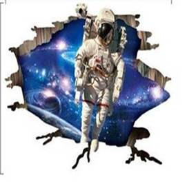 3D stereo through-wall visual wall stickers space astronauts living room bedroom ceiling wall self-adhesive decorative paintingSpace astronaut