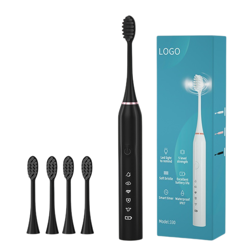 Electric Toothbrush Sonic Cleaning Rechargeable Toothbrush with Timer Pressure Sensor 5 Modes Sonic Toothbrush for Adultsblack