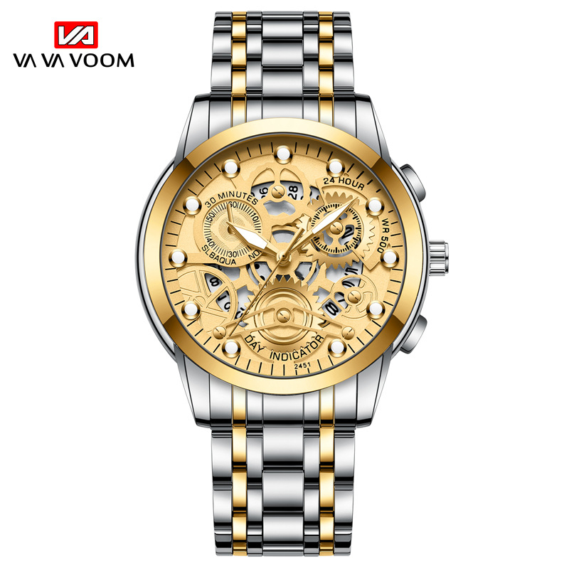 VOOM Men's automatic hollow out non mechanical business watch trend quartz watch student waterproof men's watch luminous watch6