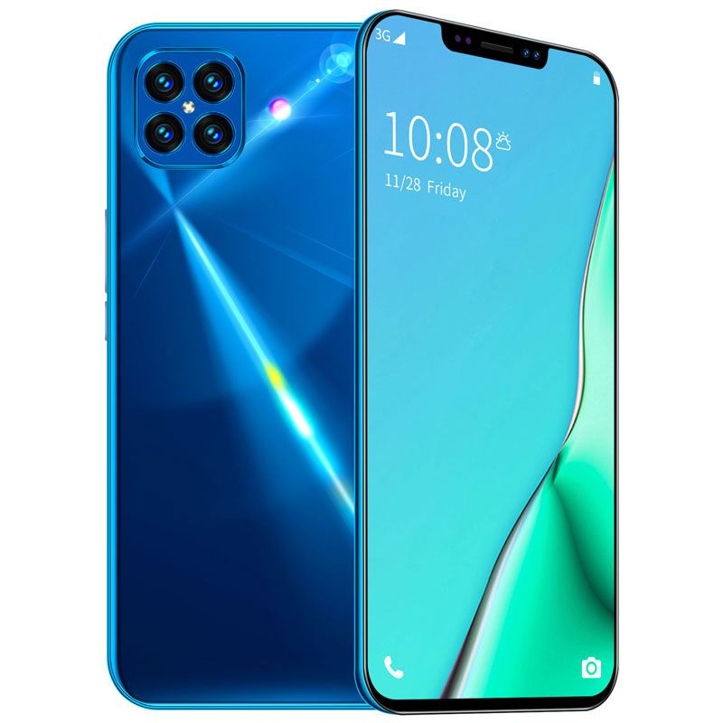 I12pro Smartphone 6.7Inch Full screen 12GB RAM+512GB ROM Dual Sim Dual Standby Face Recognition Mobile PhoneBlue