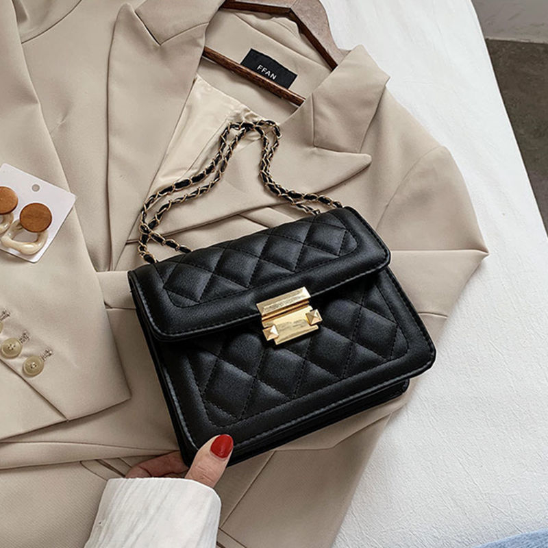 Autumn and winter advanced sense chain simple sense black niche design small CK bag female 2021 new tide diagonal slung all match2003 Black