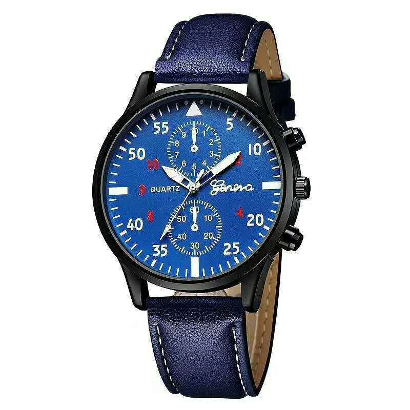 Geneva Men's Busines two-eye alloy wristwatchblue