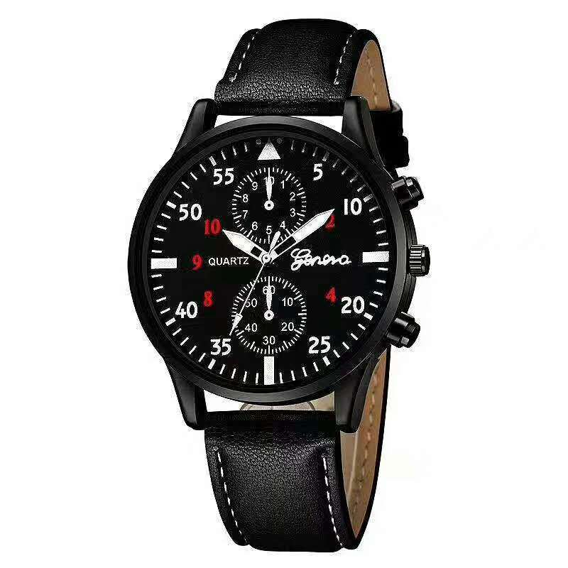 Geneva Men's Busines two-eye alloy wristwatchblack (red letter)