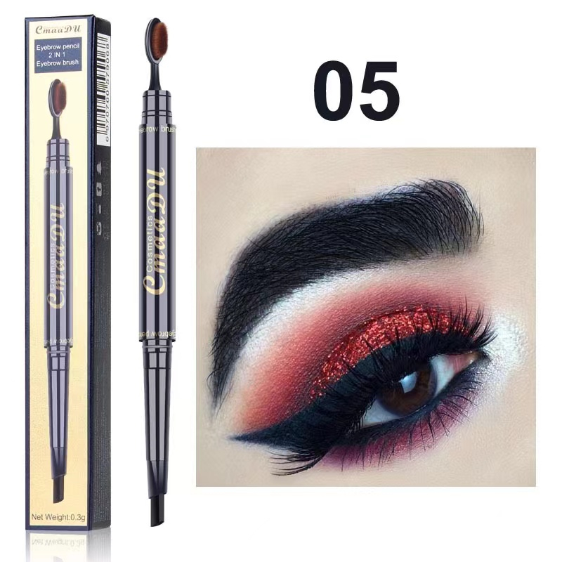 CmaaDu Double Head Waterproof Lasting Pigments Tattoo Eye Brow Pen Eyebrow Pencils with oval Brush Eyes Makeup 5 Colors 05