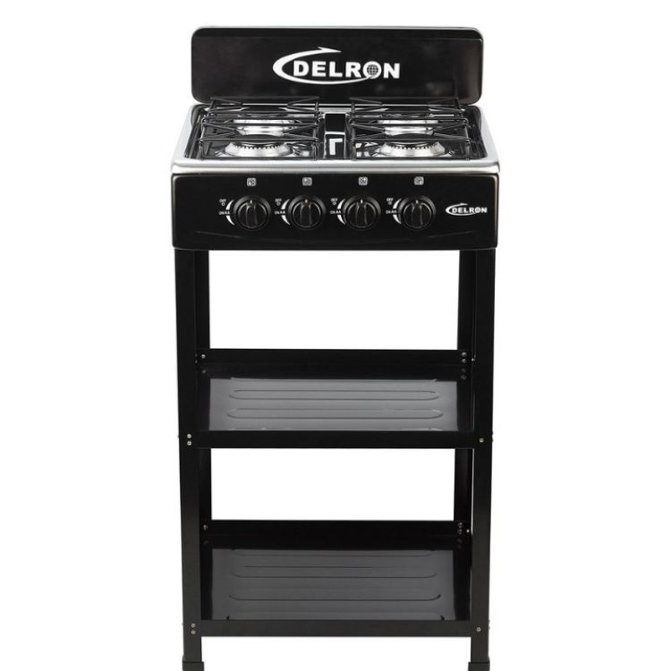 Delron 4 Burner Gas Stove With Stand Black
