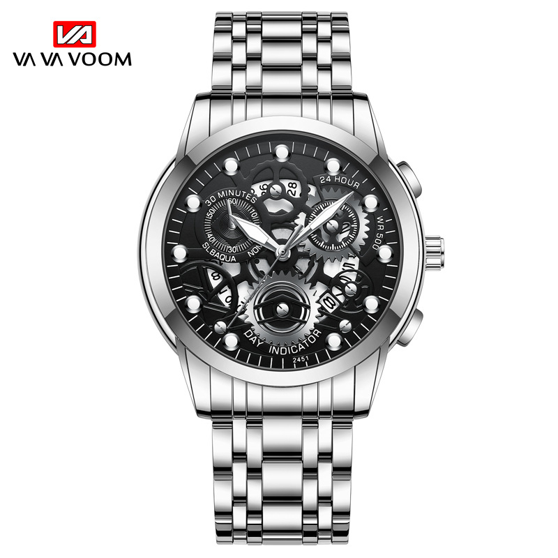 VOOM Men's automatic hollow out non mechanical business watch trend quartz watch student waterproof men's watch luminous watch3